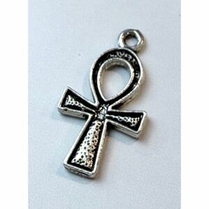Silver/Black Small Ankh Pendant Charm